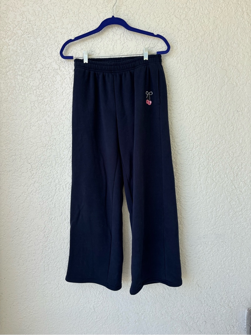 Edikted Navy Sweatpants with Cherry Detail